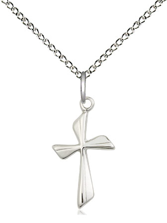 Sterling Silver Cross Pendant on a 18 inch Sterling Silver Light Curb chain