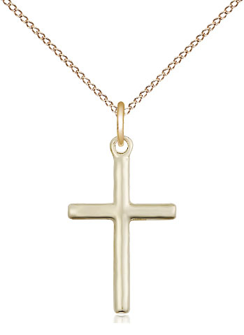 14kt Gold Filled Cross Pendant on a 18 inch Gold Filled Light Curb chain