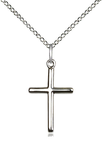 Sterling Silver Cross Pendant on a 18 inch Sterling Silver Light Curb chain