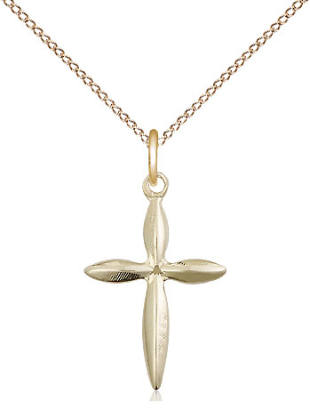 14kt Gold Filled Cross Pendant on a 18 inch Gold Filled Light Curb chain