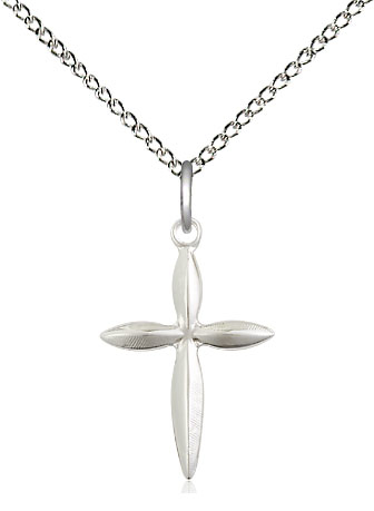 Sterling Silver Cross Pendant on a 18 inch Sterling Silver Light Curb chain