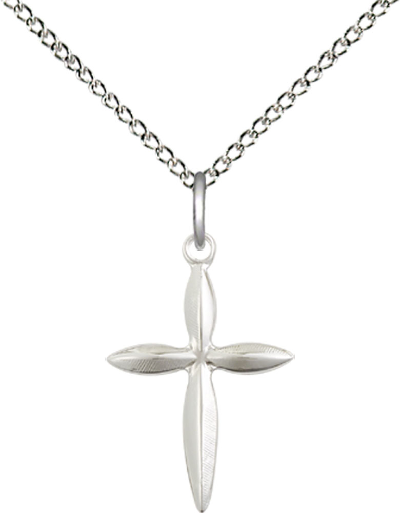 Sterling Silver Cross Pendant on a 18 inch Sterling Silver Light Curb chain