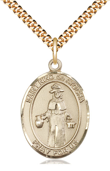 14kt Gold Filled Nino de Atocha Pendant on a 24 inch Gold Plate Heavy Curb chain