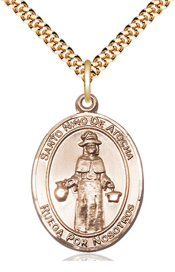 14kt Gold Filled Nino de Atocha Pendant on a 24 inch Gold Plate Heavy Curb chain