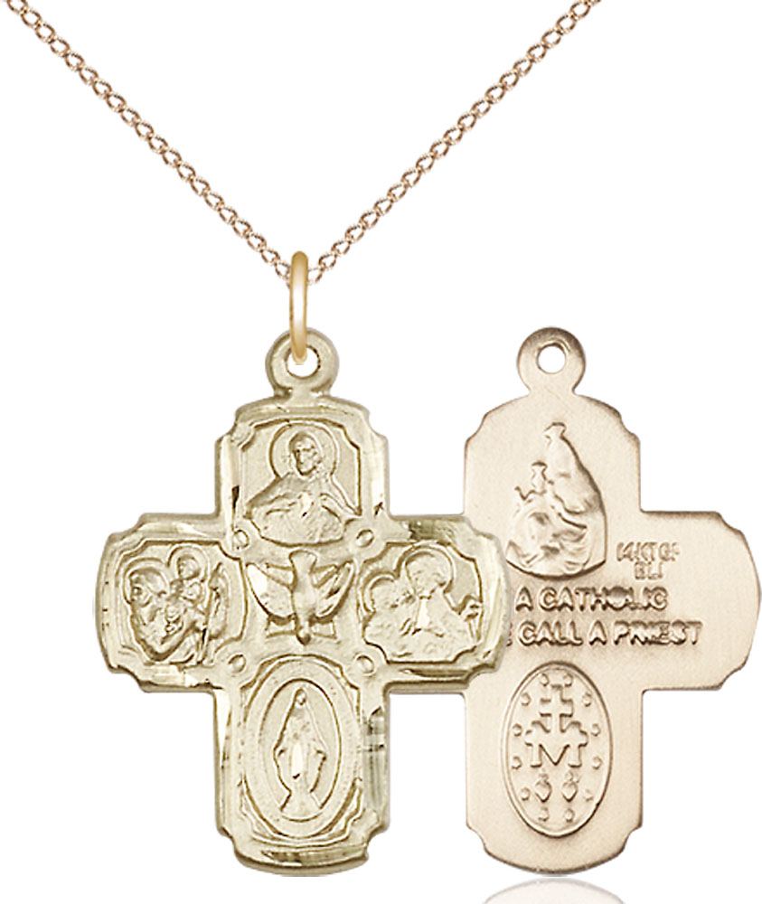 14kt Gold Filled 5-Way Pendant on a 18 inch Gold Filled Light Curb chain