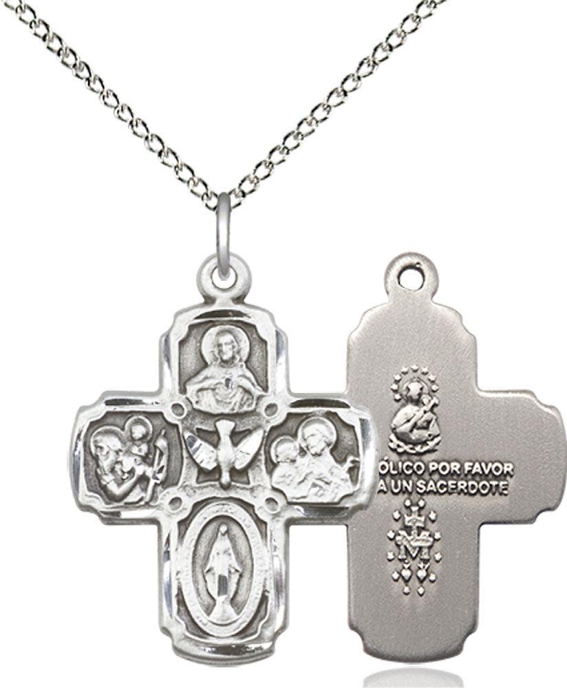 Sterling Silver 5-Way Pendant on a 18 inch Sterling Silver Light Curb chain