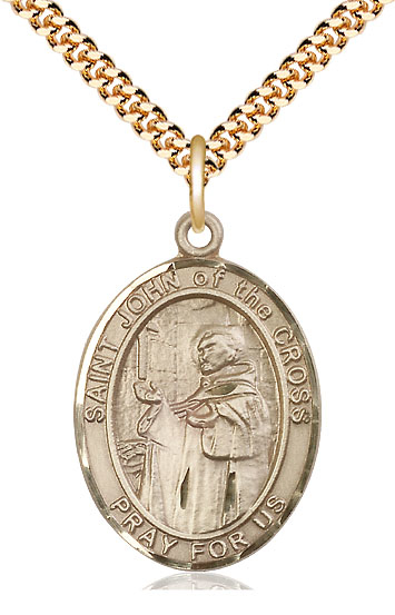 14kt Gold Filled Saint John of the Cross Pendant on a 24 inch Gold Plate Heavy Curb chain