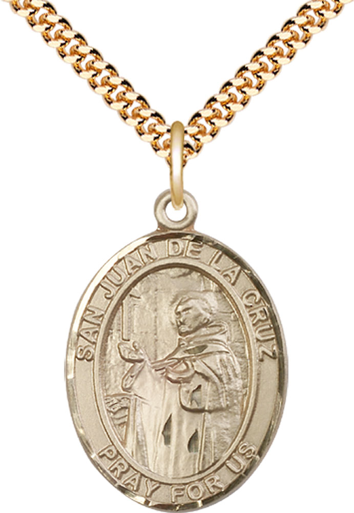14kt Gold Filled San Juan de la Cruz Pendant on a 24 inch Gold Plate Heavy Curb chain