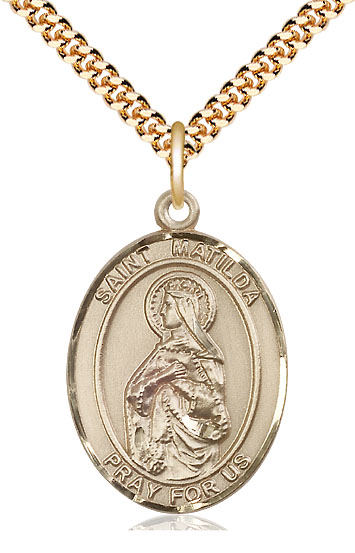 14kt Gold Filled Saint Matilda Pendant on a 24 inch Gold Plate Heavy Curb chain