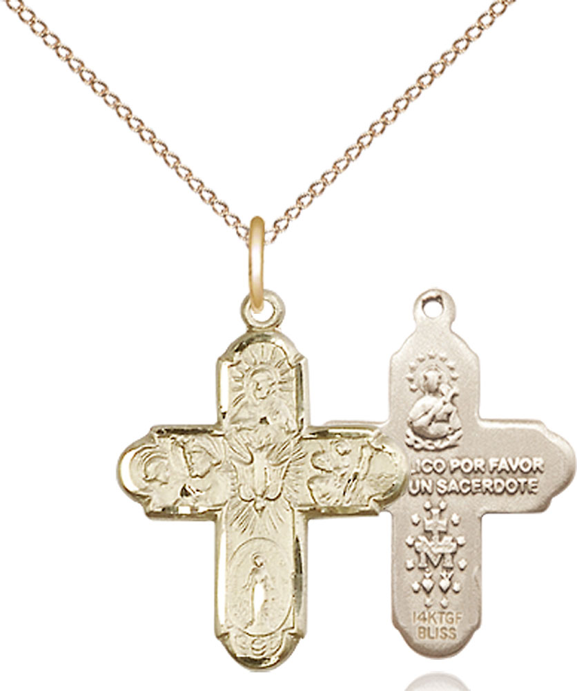 14kt Gold Filled 5-Way Pendant on a 18 inch Gold Filled Light Curb chain