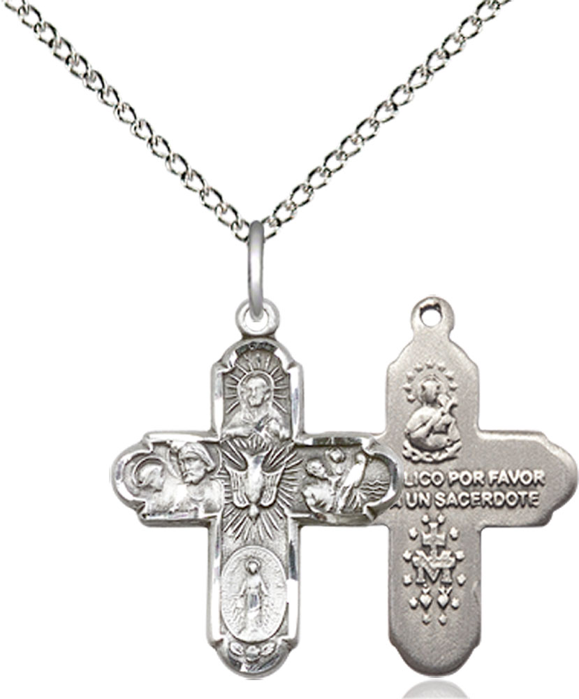 Sterling Silver 5-Way Pendant on a 18 inch Sterling Silver Light Curb chain