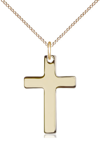 14kt Gold Filled Cross Pendant on a 18 inch Gold Filled Light Curb chain