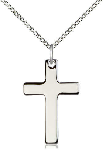 Sterling Silver Cross Pendant on a 18 inch Sterling Silver Light Curb chain