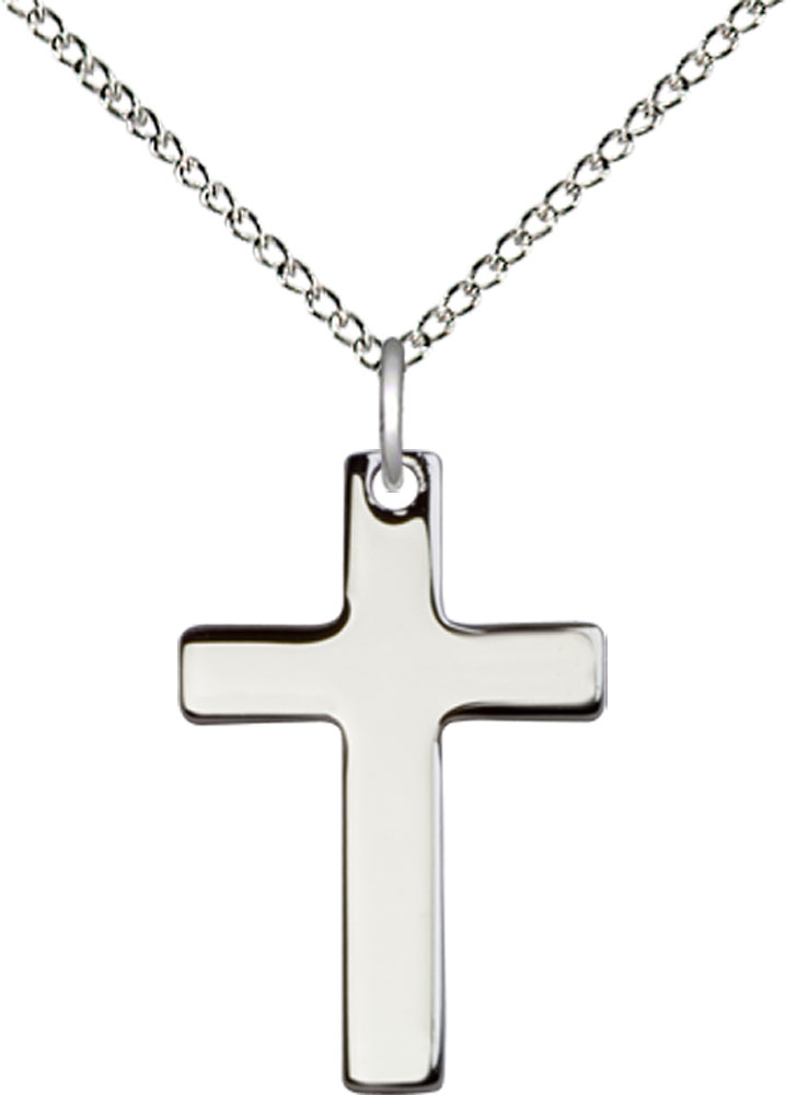 Sterling Silver Cross Pendant on a 18 inch Sterling Silver Light Curb chain