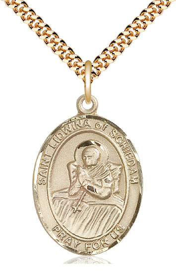 14kt Gold Filled Saint Lidwina of Schiedam Pendant on a 24 inch Gold Plate Heavy Curb chain