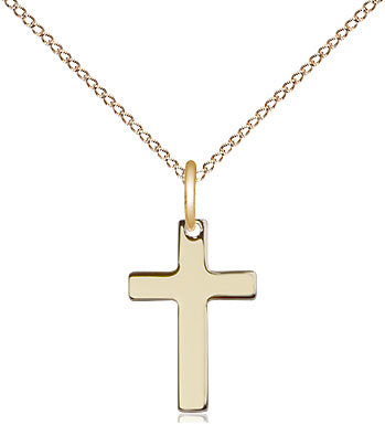 14kt Gold Filled Cross Pendant on a 18 inch Gold Filled Light Curb chain