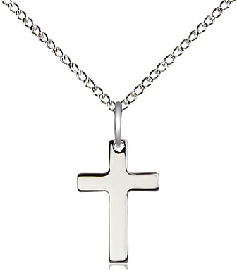 Sterling Silver Cross Pendant on a 18 inch Sterling Silver Light Curb chain