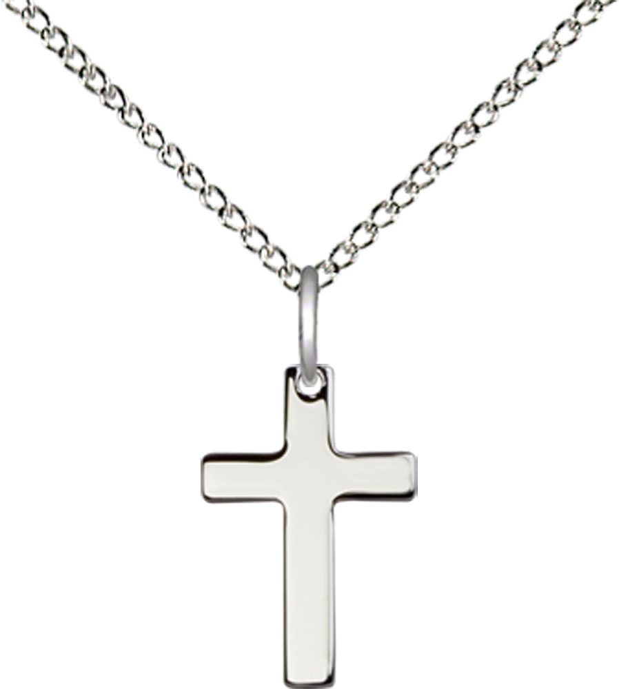 Sterling Silver Cross Pendant on a 18 inch Sterling Silver Light Curb chain