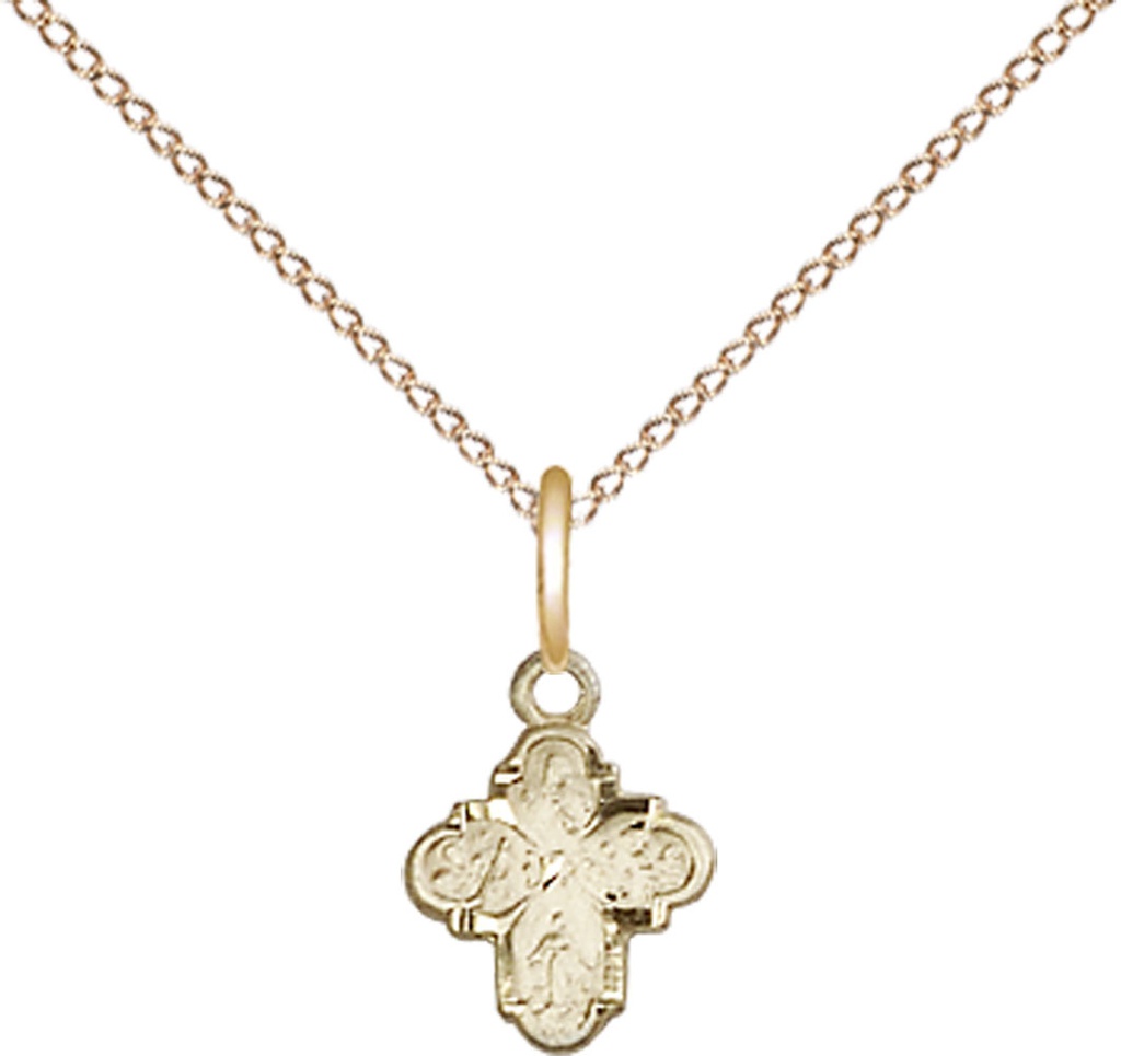 14kt Gold Filled 4-Way Pendant on a 18 inch Gold Filled Light Curb chain