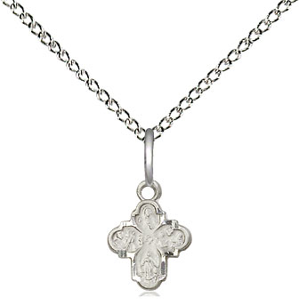 Sterling Silver 4-Way Pendant on a 18 inch Sterling Silver Light Curb chain