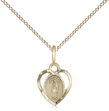 14kt Gold Filled Our Lady of Guadalupe Pendant on a 18 inch Gold Filled Light Curb chain