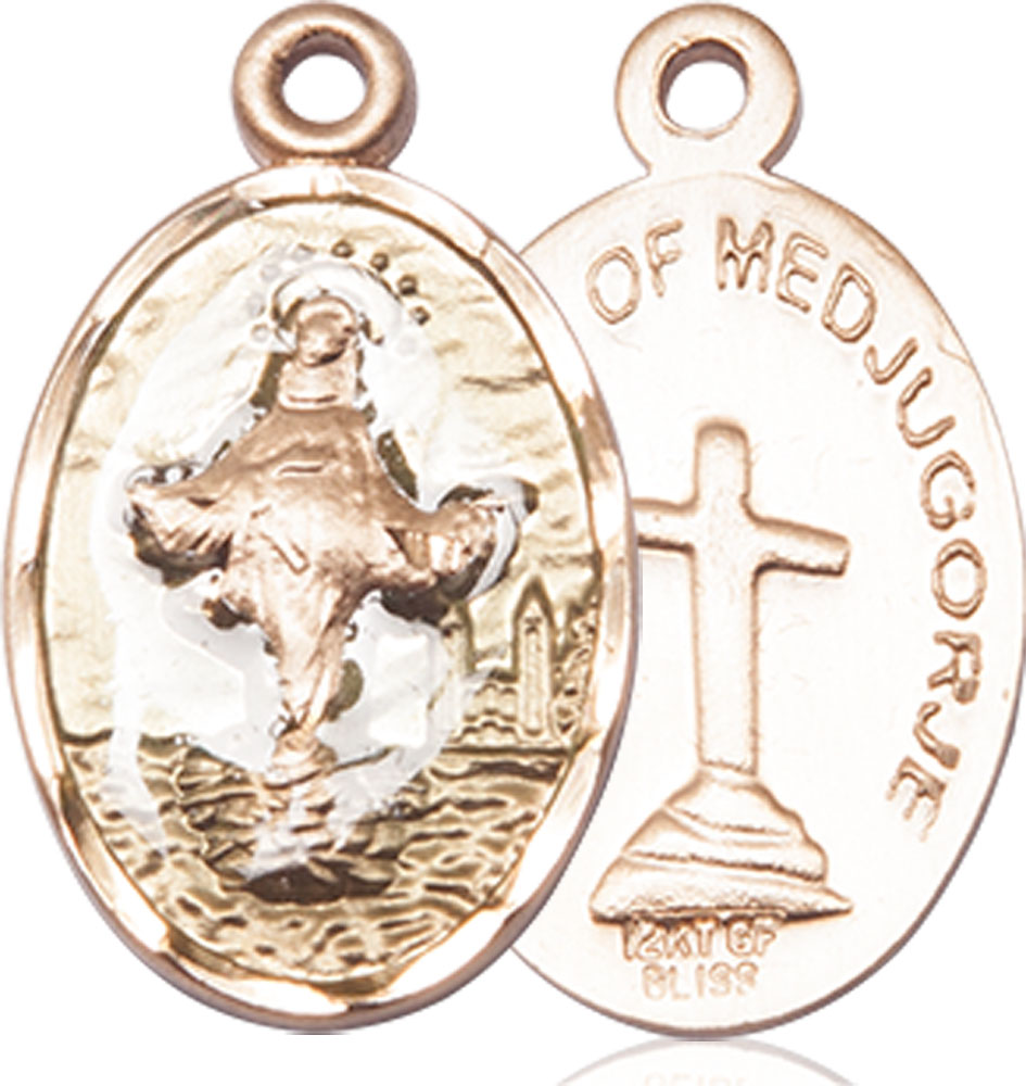 14kt Gold Our Lady of Medugorje Medal