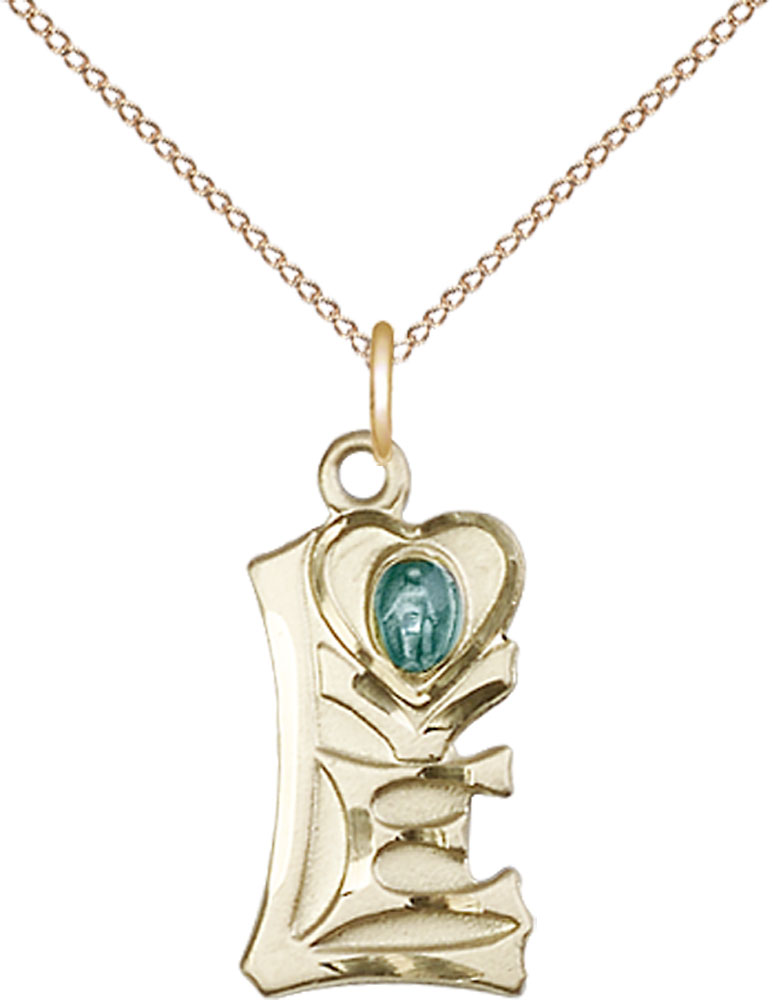 14kt Gold Filled Miraculous Pendant on a 18 inch Gold Filled Light Curb chain