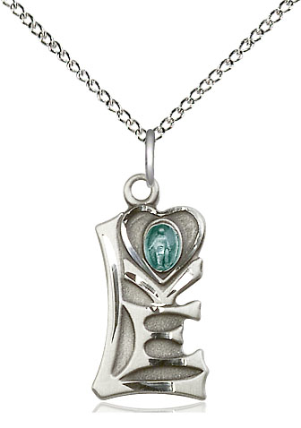 Sterling Silver Miraculous Pendant on a 18 inch Sterling Silver Light Curb chain