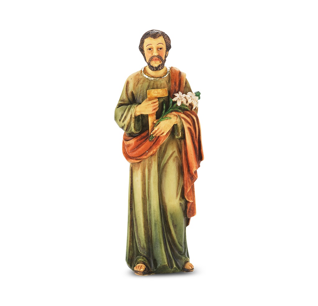 4" Cold Cast Resin Hand Painted Statue of St.Joseph The Worker