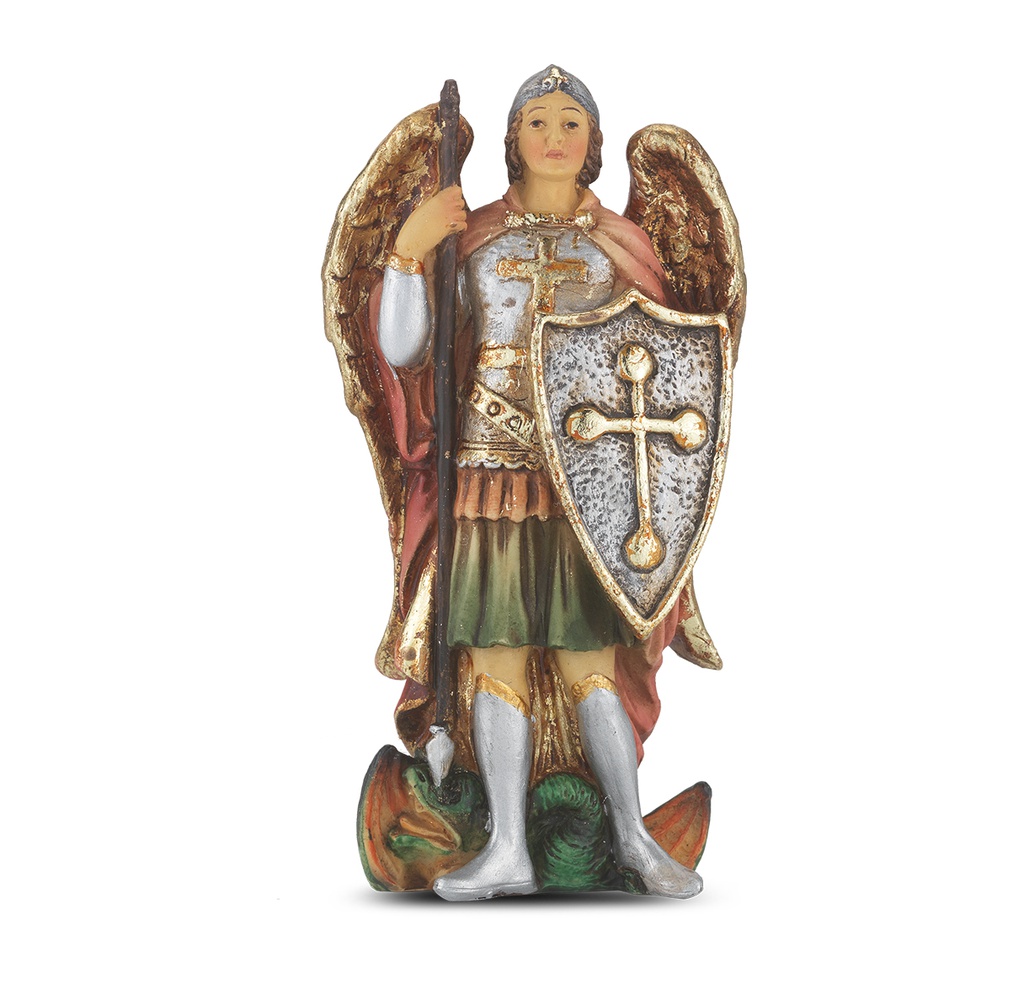 4" Saint Michael Cold Cast Resin Hand Painted Statue  P65