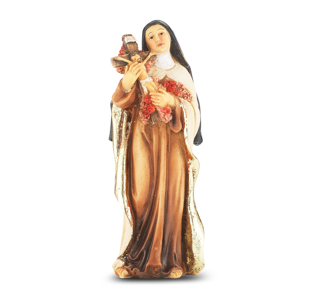 4" Cold Cast Resin Hand Painted Statue of St. Therese