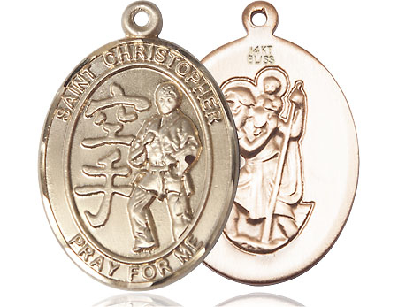 14kt Gold Saint Christopher Karate Medal