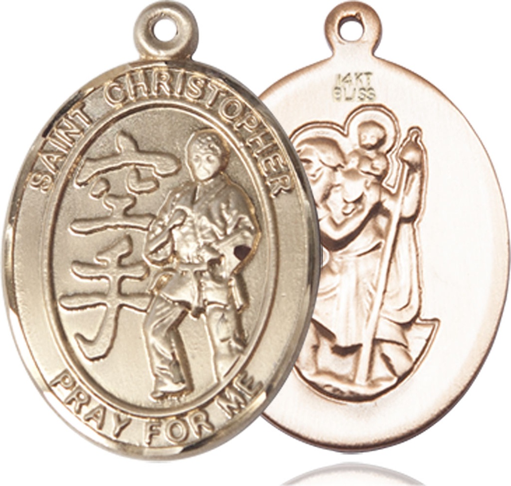14kt Gold Saint Christopher Karate Medal