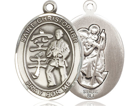 Sterling Silver Saint Christopher Karate Medal