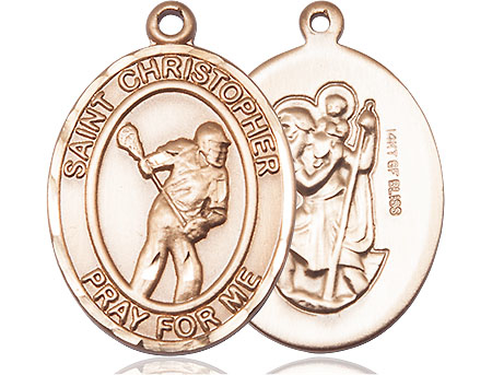 14kt Gold Filled Saint Christopher Lacrosse Medal