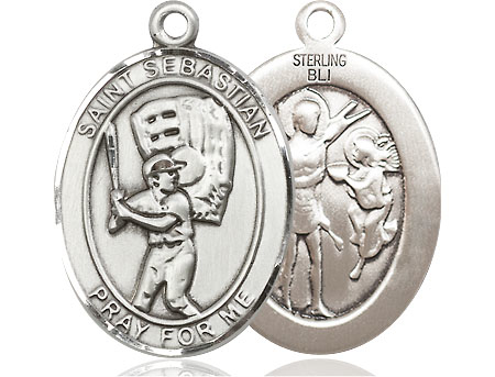 Sterling Silver Saint Sebastian Baseball Medal