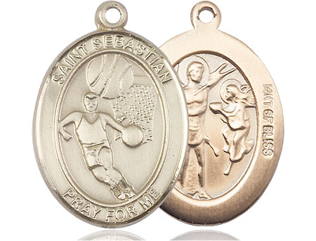 14kt Gold Filled Saint Sebastian Basketball Medal