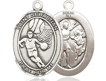 Sterling Silver Saint Sebastian Basketball Medal