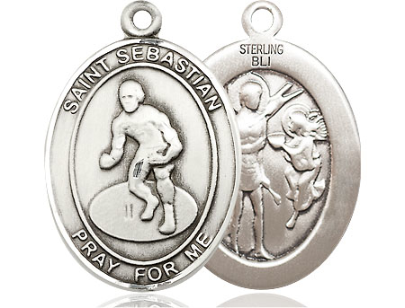 Sterling Silver Saint Sebastian Wrestling Medal