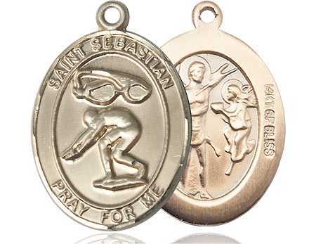 14kt Gold Filled Saint Sebastian Swimming Medal