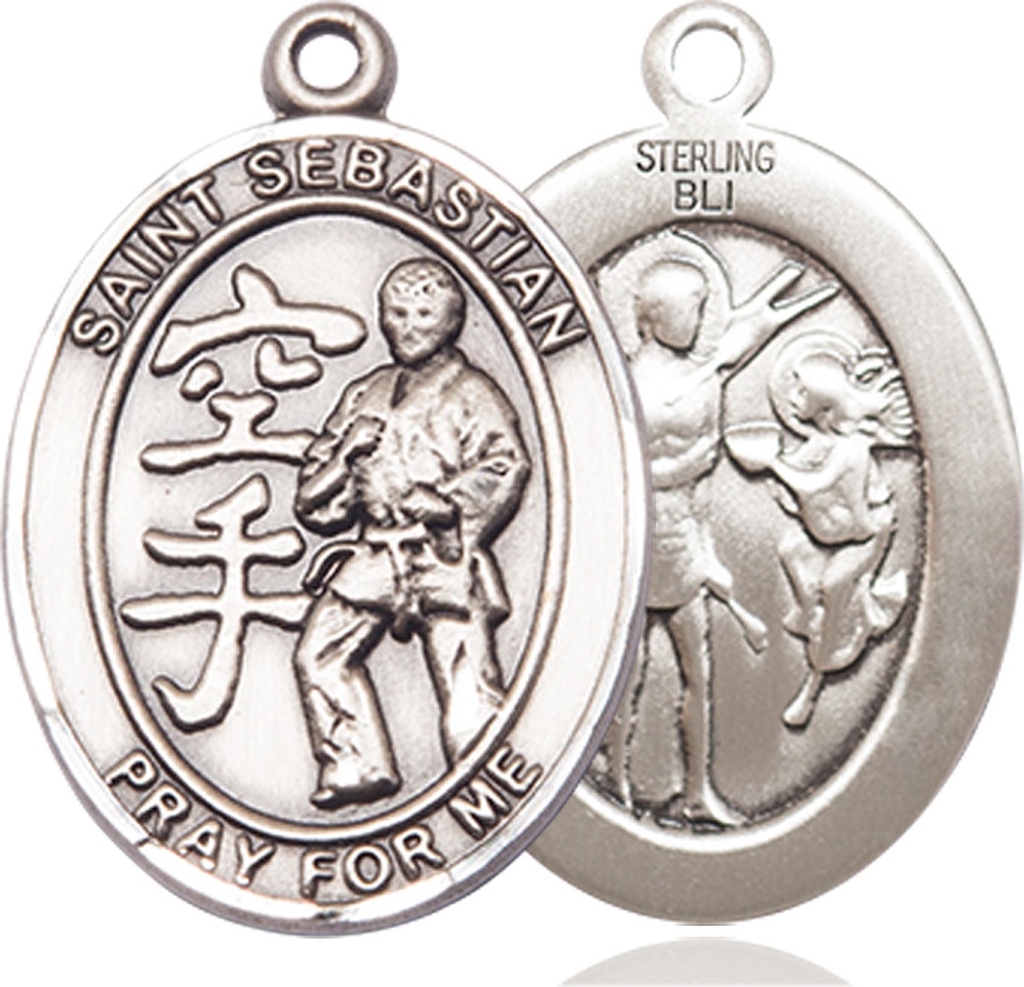 Sterling Silver Saint Sebastian Karate Medal