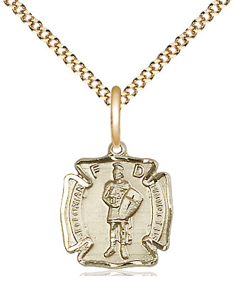 14kt Gold Filled Saint Florian Pendant on a 18 inch Gold Plate Light Curb chain