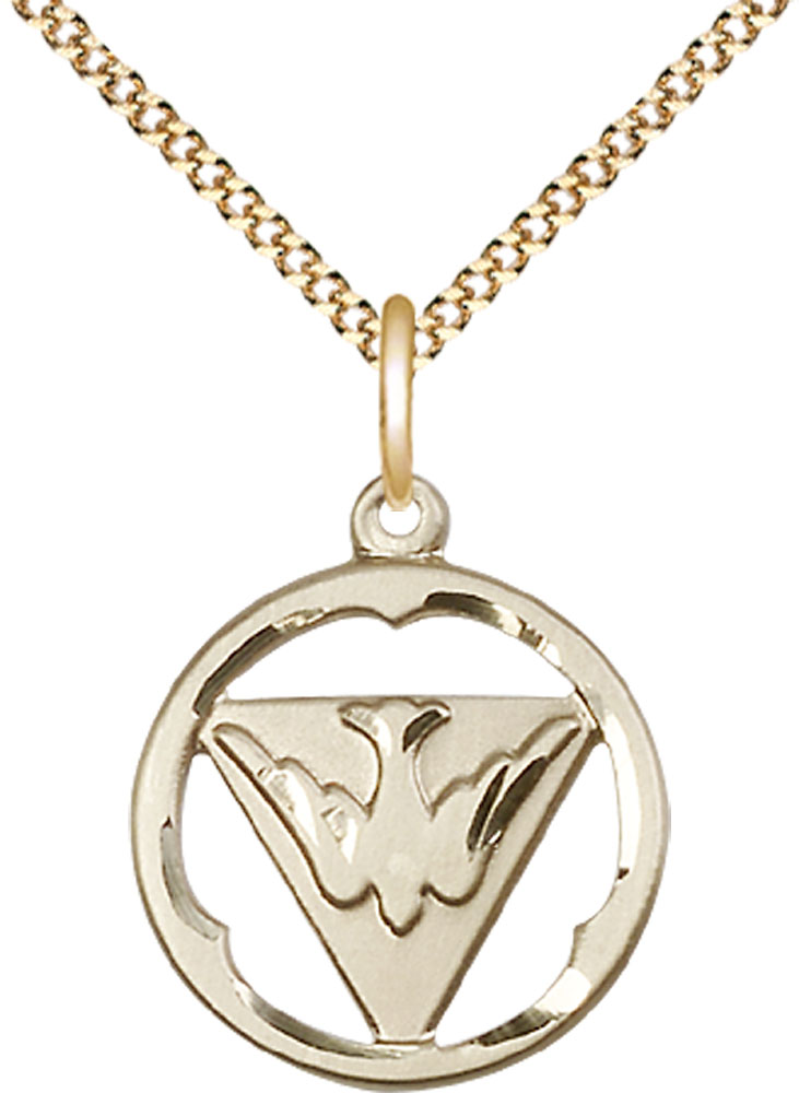 14kt Gold Filled Holy Spirit Pendant on a 18 inch Gold Plate Light Curb chain