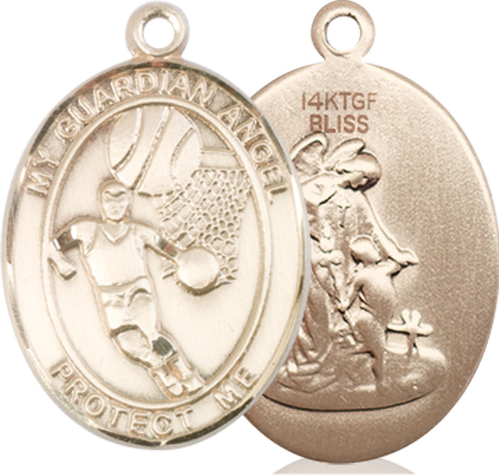 14kt Gold Filled Guardian Angel Basketball Medal