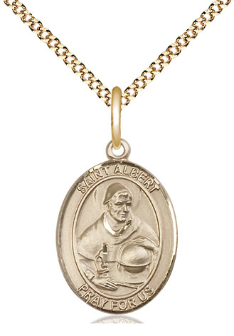 14kt Gold Filled Saint Albert the Great Pendant on a 18 inch Gold Plate Light Curb chain