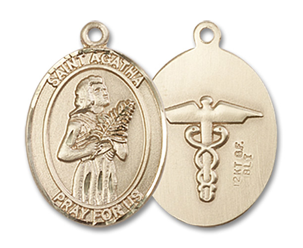 14kt Gold Filled Saint Agatha Nurse Medal
