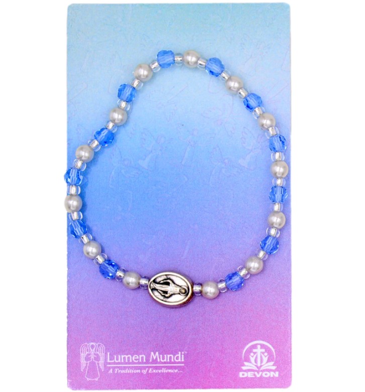 Kid's Crystal and Pearl Bracelet – Light Sapphire