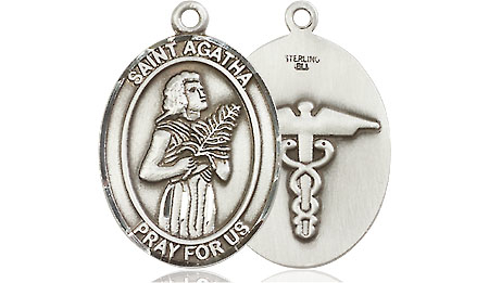 Sterling Silver Saint Agatha Nurse Medal