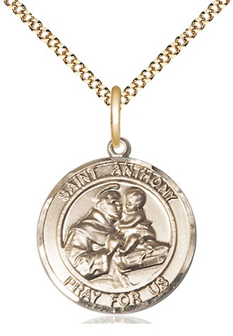 14kt Gold Filled Saint Anthony Pendant on a 18 inch Gold Plate Light Curb chain