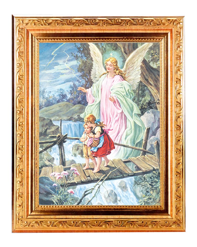 Guardian Angel In Antique Gold Frame